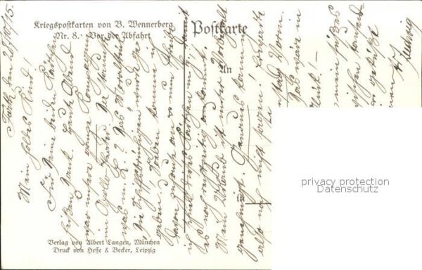 Wennerberg Brynolf Kriegspostkarte Nr. 8 Vor der Abfahrt S – Bild 2