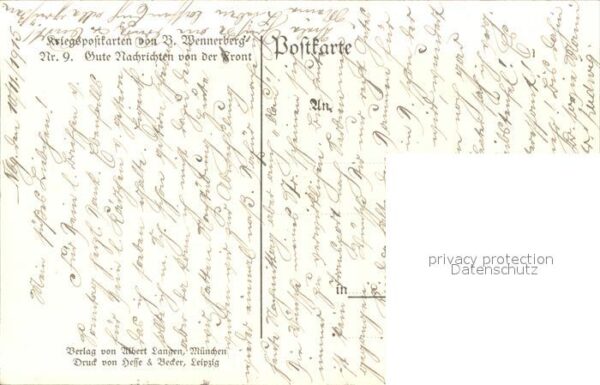 Wennerberg Brynolf Kriegspostkarte Nr. 9 Gute Nachrichten – Bild 2