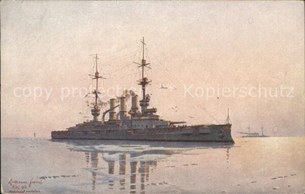 Marine WK1 S.M.S. Schlesien Künstlerkarte Lindeman