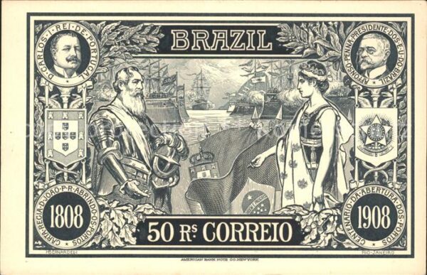 Brasilien Brazil 50 Rs. Correio Don Carlos de Portugal A
