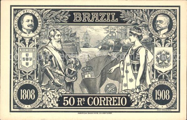 Brasilien Brazil 50 Rs. Correio Don Carlos de Portugal A