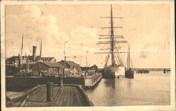 Nykobing Havneparti Hafen Segelschiff