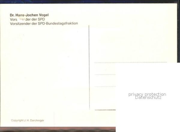 Politiker Hans-Jochen Vogel SPD Autogramm – Bild 2