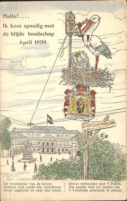 Adel Niederlande Baby Geburt Storch Strommast Telefon Ge