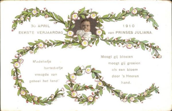Adel Niederlande 1. Geburtstag Prinzessin Juliana Gedich