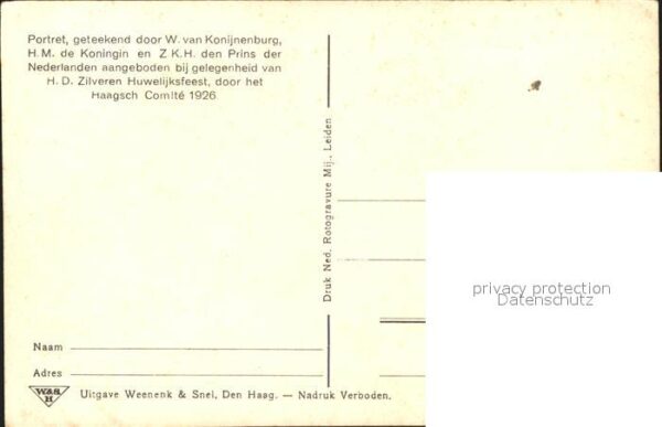 Adel Niederlande Prinzessin Juliana Künstlerkarte W. van – Bild 2