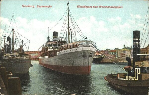 Dampfer Oceanliner Woermanndampfer Hmaburg Baakenhafen
