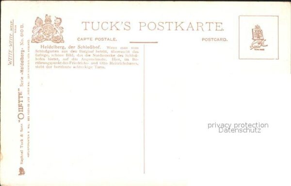Verlag Tucks Oilette Nr. 610 B Heidelberg Schlosshof Charles E. – Bild 2