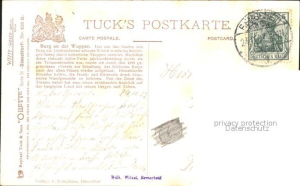 Verlag Tucks Oilette Nr. 635 B Burg an der Wupper Schloss-Burg C – Bild 2