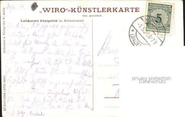 Verlag WIRO Wiedemann Nr. 2468 C Königsfeld Schwarzwald – Bild 2