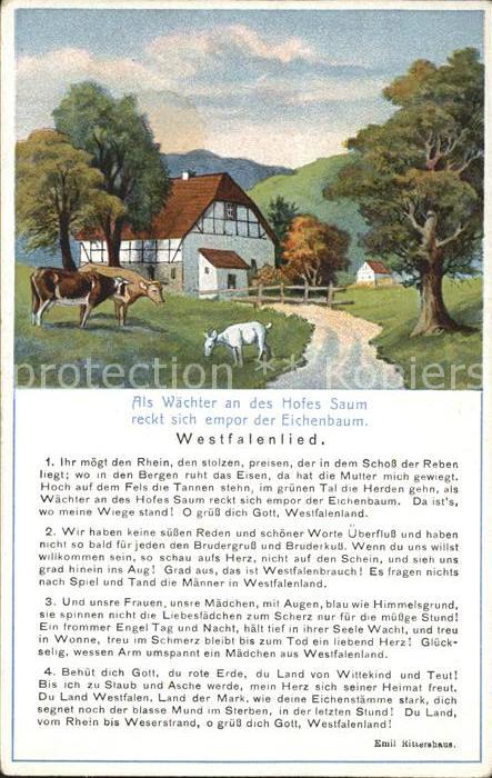 Liederkarte Westfalenlied Emil Rittershaus Kühe Sch