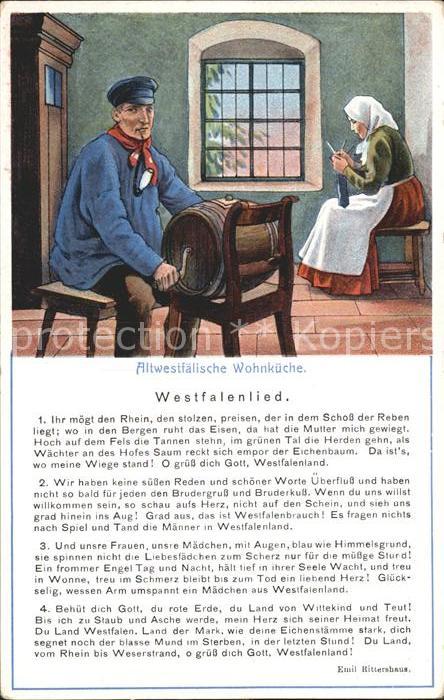 Liederkarte Westfalenlied Altwestfälische Wohnkücke