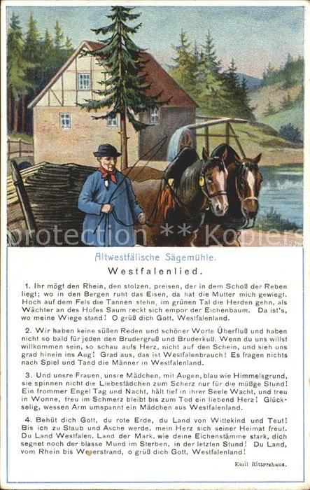 Liederkarte Westfalenlied Altwestfälische Sägemühle