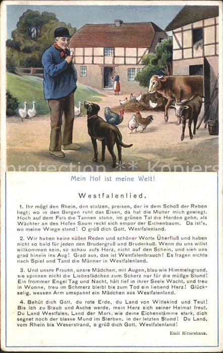 Liederkarte Westfalenlied Emil Rittershaus Bauernho