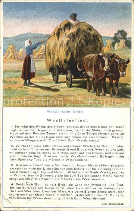 Liederkarte Weastfalenlied Westfälische Ernte Emil