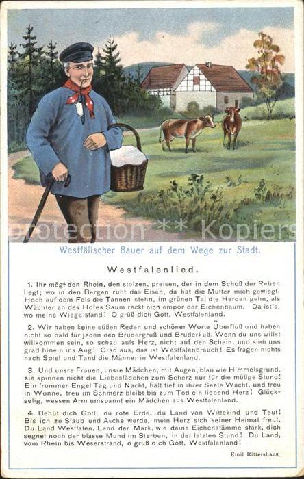 Liederkarte Westfalenlied Emil Rittershaus Westfäli