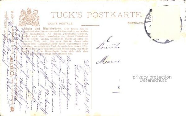 Verlag Tucks Oilette Nr. 635 B Düsseldorf Rheinufer Rheinbrücke – Bild 2