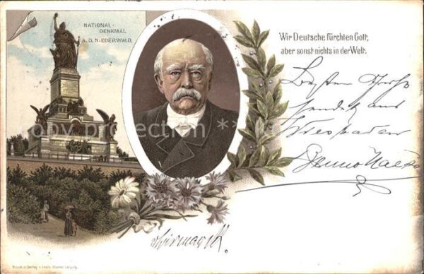 Bismarck Nationaldenkmal Niederwald Litho