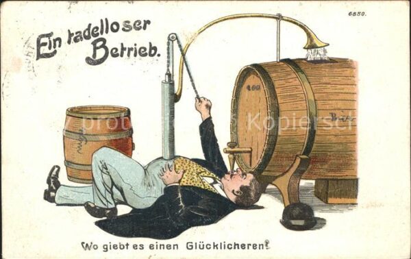 Bier Bierfass Mann Litho