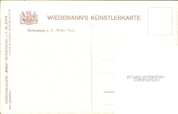 Verlag Wiedemann WIRO Nr. 2373 B Rothenburg ob der Tauber Weißer – Bild 2