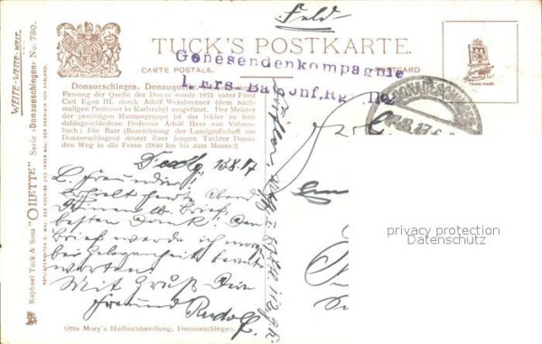 Verlag Tucks Oilette Nr. 780 Donaueschingen Donauquelle N. Berau – Bild 2