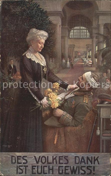 Auguste Victoria Kaiserin Soldat Verwundeter Blumen
