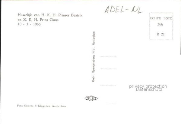 Adel Niederlande Hochzeit Prinzessin Beatrix Prinz Claus – Bild 2