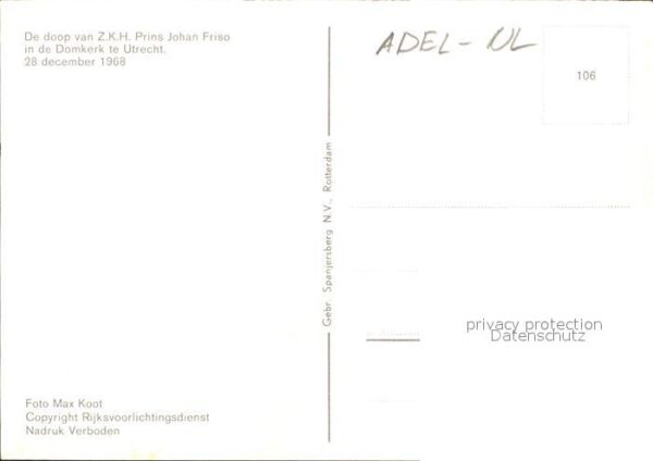 Adel Niederlande Prinzessin Beatrix Prinz Claus Taufe Pr – Bild 2