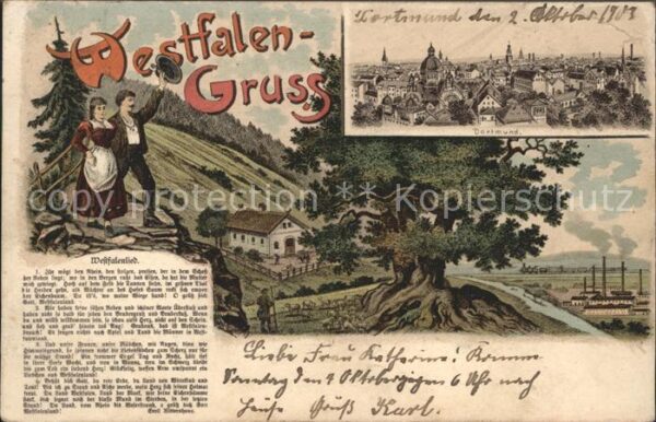 Liederkarte Westfalenlied Emil Rittershaus Dortmund