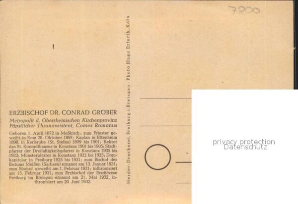 Bischof Religion Dr. Conrad Gröber – Bild 2