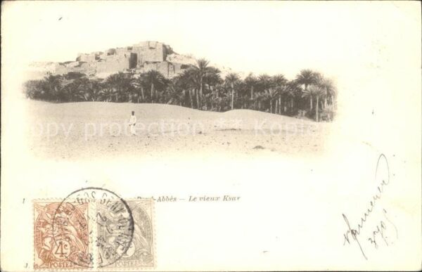 Beni Abbes Le vieux Ksar Stempel auf AK
