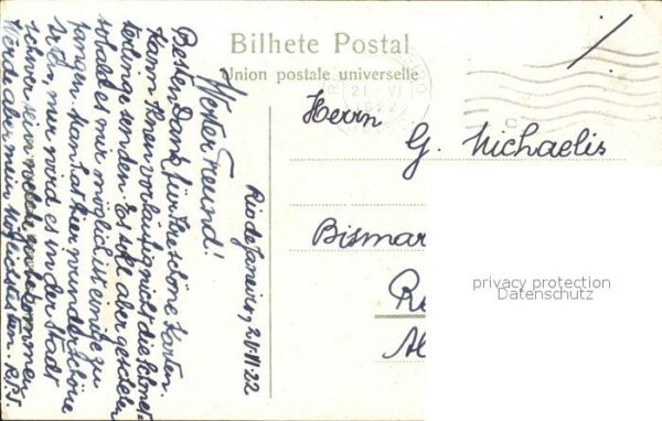Rio de Janeiro Jardim Botanico Stempel auf AK – Bild 2