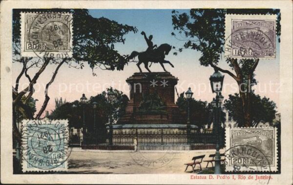 Rio de Janeiro Estatua D. Pedro I Stempel auf AK