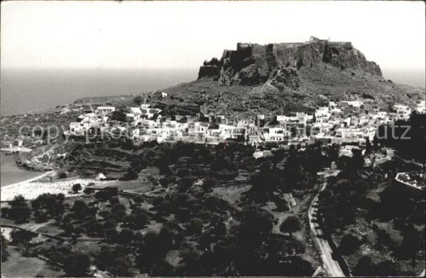 Lindos Lindo Panorama mit Akropolis