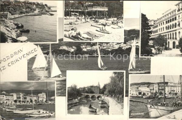 Crikvenica Kroatien Küste Strand Segeln Fischkutter Brücke