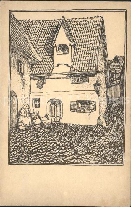 Kuenstlerkarte Hermann Gradl Im alten Gässchen Kalende