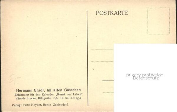 Kuenstlerkarte Hermann Gradl Im alten Gässchen Kalende – Bild 2