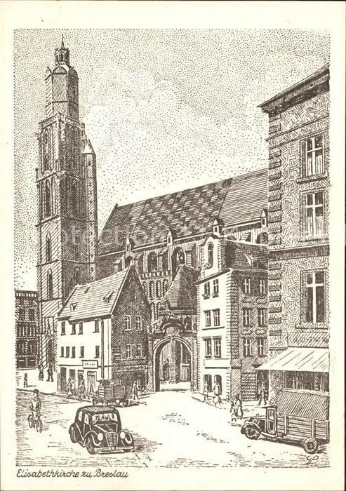 Breslau Niederschlesien Elisabethkirche Künstlerkarte