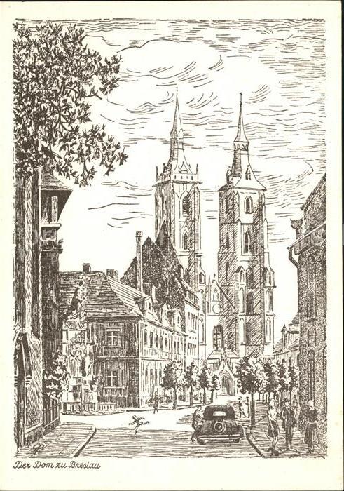Breslau Niederschlesien Dom Künstlerkarte
