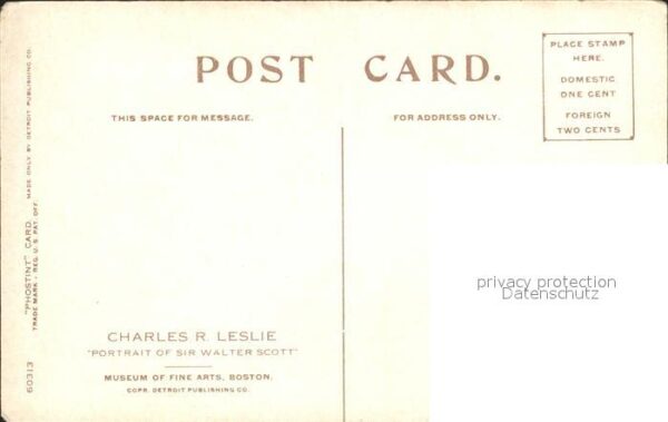 Kuenstlerkarte Charles R. Leslie Sir Walter Scott – Bild 2
