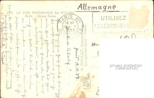 Exposition Internationale Paris 1937 Voie Triomphale Ste Philips – Bild 2