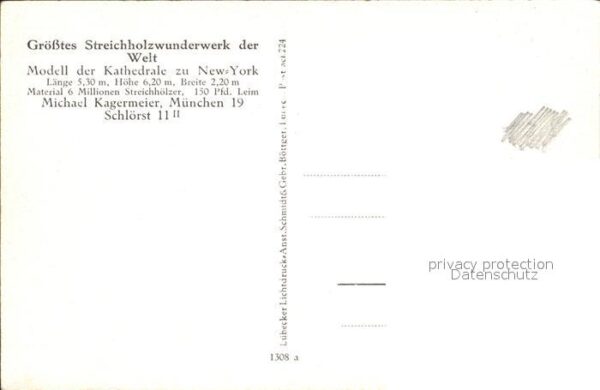 Kuriosum Modell Kathedrale New York Streichholz – Bild 2