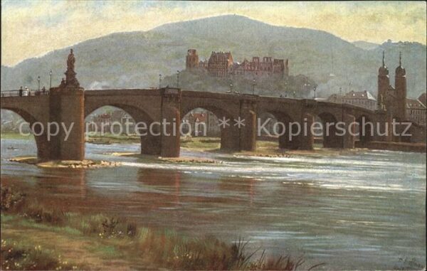 Hoffmann Heinrich Heidelberg Alte Neckarbrücke Karl Theod