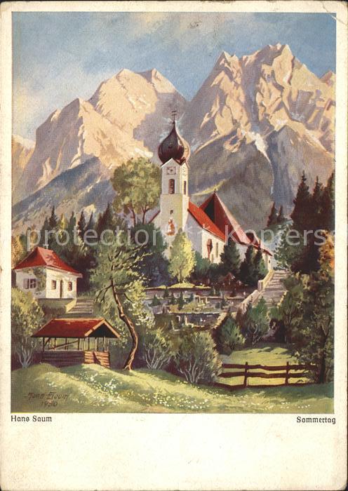 Verlag Wiechmann Nr. 3127 Hans Saum Grainau Kirche Waxenstei