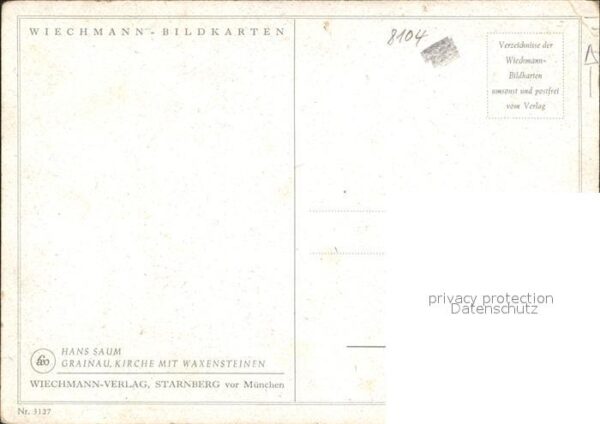 Verlag Wiechmann Nr. 3127 Hans Saum Grainau Kirche Waxenstei – Bild 2