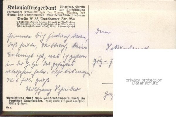 Stoewer Willy Tegel Vernichtung Handelsdampfer England Unte – Bild 2