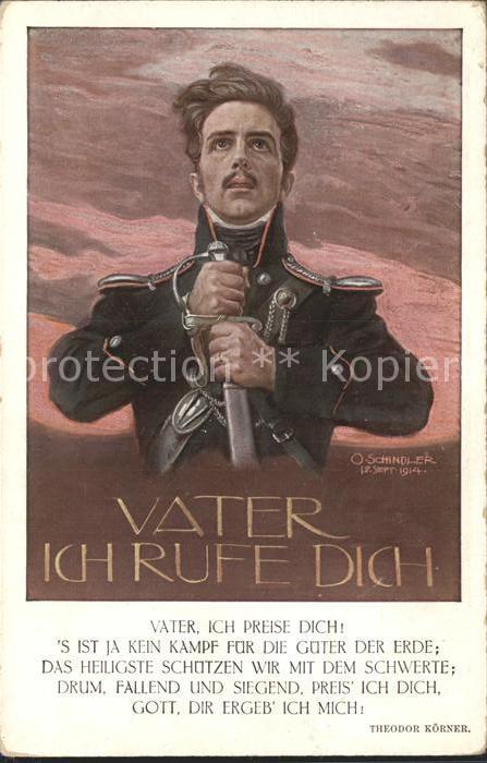 Kuenstlerkarte O. Schindler Schwert Körner Vater