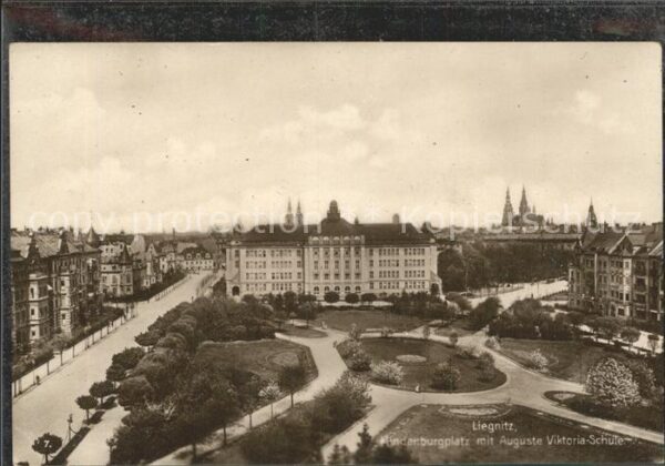 Liegnitz Legnica Hindenburgplatz mit Auguste Viktoria Sc