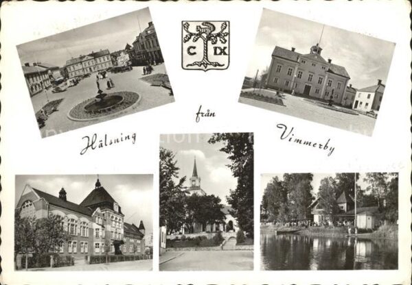Haelsning fran Vimmerby Markt Rathaus Kirche Teic