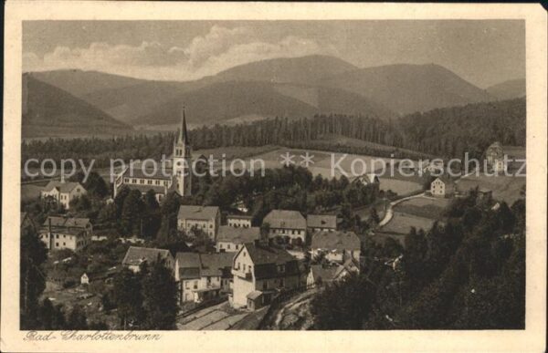 Bad Charlottenbrunn Ortsansicht mit Kirche Berge